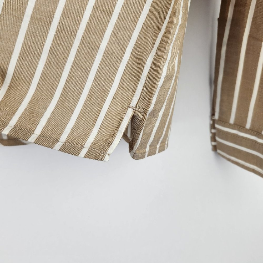 NWT Everlane Brown Stripe Button Up Collared PJ Pajama Shirt sz S - Picture 5 of 8